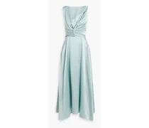 Brida twisted cutout silk-satin midi dress - Blue