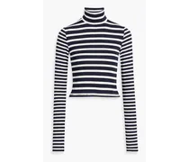 Striped stretch-knit turtleneck sweater - Blue