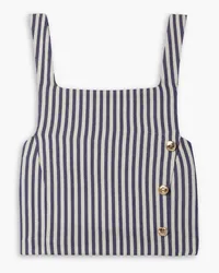 Miguelina Evelyn cropped striped cotton-twill tank - Blue Blue