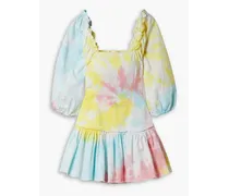 Chai frayed tie-dyed cotton-blend twill mini dress - Multicolor