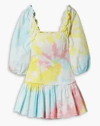 LoveShackFancy Chai frayed tie-dyed cotton-blend twill mini dress - Multicolor Multicolor