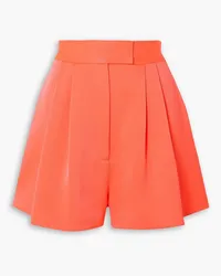 Alex Perry Porter pleated neon satin-crepe shorts - Orange Orange