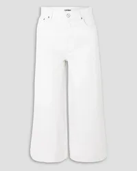 Ganni Cropped high-rise wide-leg jeans - White White