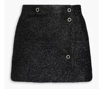 Wrap-effect tinsel mini skirt - Black