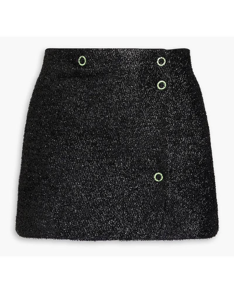 Ganni Wrap-effect tinsel mini skirt - Black Black