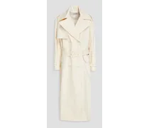 Belted cotton-blend twill trench coat - White