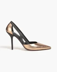 Brunello Cucinelli Bead-embellished mirrored-leather pumps - Metallic Metallic