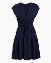 Derek Lam Shirred cotton-jersey mini dress - Blue Blue