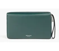 Textured-leather travel wallet - Green