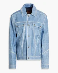 TOD'S Printed leather jacket - Blue Blue