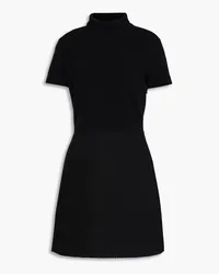 Theory Brushed merino wool-blend paneled tweed mini dress - Black Black