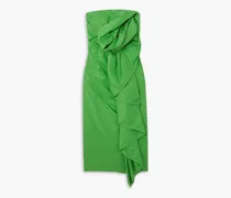 Medieval Empire strapless ruffled cotton-poplin dress - Green