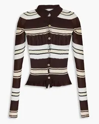 Jacquemus Ruffled striped ribbed-knit shirt - Brown Brown