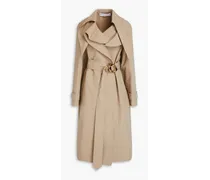 Belted cotton-blend faille trench coat - Neutral