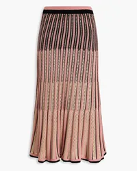 Zimmermann Ribbed pointelle-knit cotton-blend midi skirt - Pink Pink