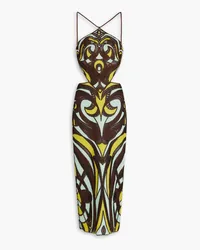 Emilio Pucci Cutout embroidered gauze maxi dress - Brown Brown