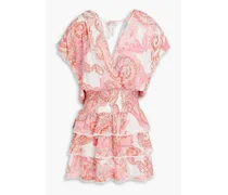 Jess ruffled paisley-print voile mini dress - Pink