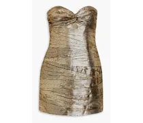 Strapless crinkled metallic silk mini dress - Metallic