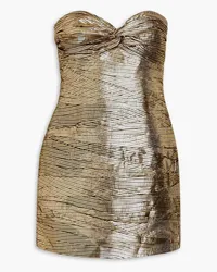 Zeynep Arcay Strapless crinkled metallic silk mini dress - Metallic Metallic