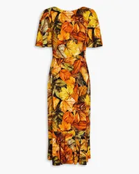 Dolce & Gabbana Printed crepe midi dress - Yellow Yellow