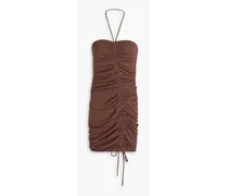 Perta ruched cutout stretch-jersey mini dress - Brown