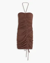 NICHOLAS Perta ruched cutout stretch-jersey mini dress - Brown Brown