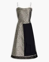 Maison Margiela Jacquard, taffeta and twill midi dress - Black Black