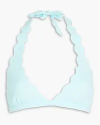 Marysia Spring scalloped seersucker halterneck bikini top - Blue Blue