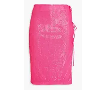 Lace-up sequined mesh skirt - Pink