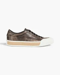 TOD'S Faded pebbled-leather sneakers - Black Black