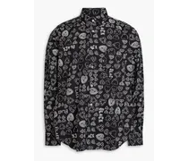 Printed cotton-poplin shirt - Black
