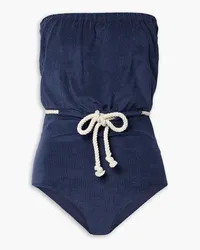 Lisa Marie Fernandez Victor strapless belted terry swimsuit - Blue Blue