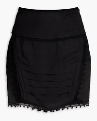 IRO Pompom-embellished satin-jacquard mini skirt - Black Black