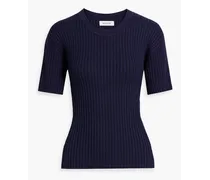 Twist-back ribbed ECOVERO™-blend top - Blue