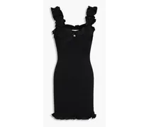Shirred silk-satin mini dress - Black