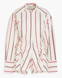 3.1 phillip lim Cutout ruched striped taffeta shirt - White White