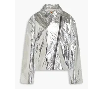 Coated metallic twill jacket - Metallic