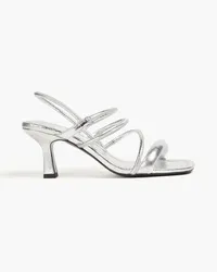 Sandro Metallic cracked-leather slingback sandals - Metallic Metallic