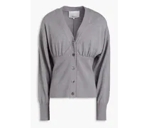Ribbed wool-blend cardigan - Gray
