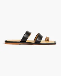 REJINA PYO Smooth and snake-effect leather sandals - Black Black