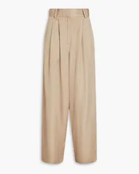 By Malene Birger Pascali pleated satin-twill wide-leg pants - Neutral Neutral