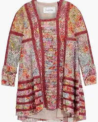 Valentino Garavani Tiered floral-print broderie anglaise cotton mini dress - Burgundy Burgundy