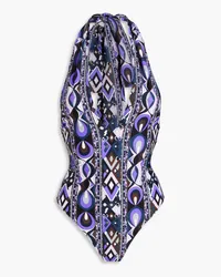 Emilio Pucci Printed halterneck swimsuit - Purple Purple