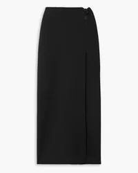 Magda Butrym Appliquéd satin-trimmed stretch-wool crepe maxi skirt - Black Black