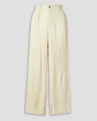 Savannah Morrow Willow crinkled peace silk and bamboo-blend wide-leg pants - White White