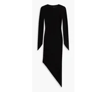 Asymmetric ribbed silk mini dress - Black