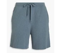 Ribbed cashmere shorts - Blue