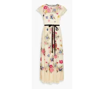 RED Valentino Belted point d'espirit maxi dress - Multicolor Multicolor