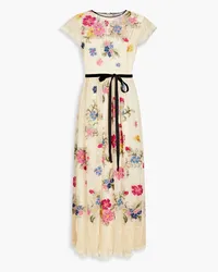 RED Valentino Belted point d'espirit maxi dress - Multicolor Multicolor