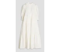 Jeane tiered embroidered cotton midi dress - White